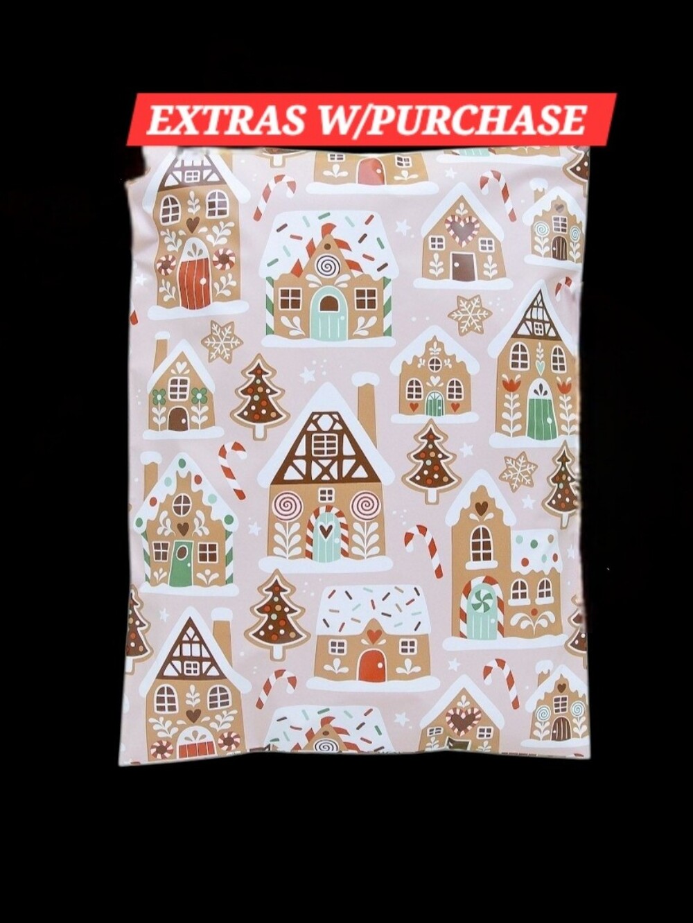 15ct. 14x17 Gingerbread House Polymailers, Random Thank You Cards/Stickers